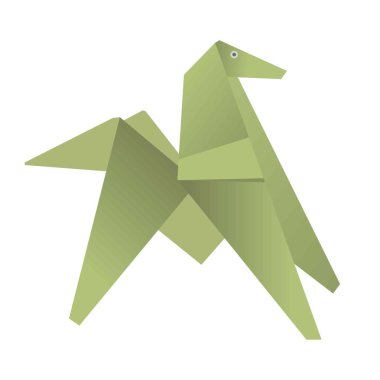 Köpek ya da at üzerinde beyaz izole yeşil origami
