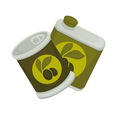 Demir ve plastik bankalar ile yeşil zeytin arması