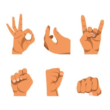 El jestleri beyaz arka plan üzerinde altı Icons