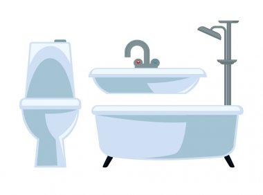 Beyaz vektör illüstrasyon izole banyo malzemeleri seti