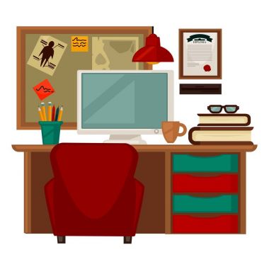 Ev salon işyeri mobilya takımları düz simgeler vektör