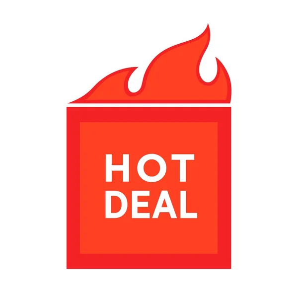 Hot Deal Werbeplakat Preisreduktion Aufkleber mit brennendem Symbol — Stockvektor