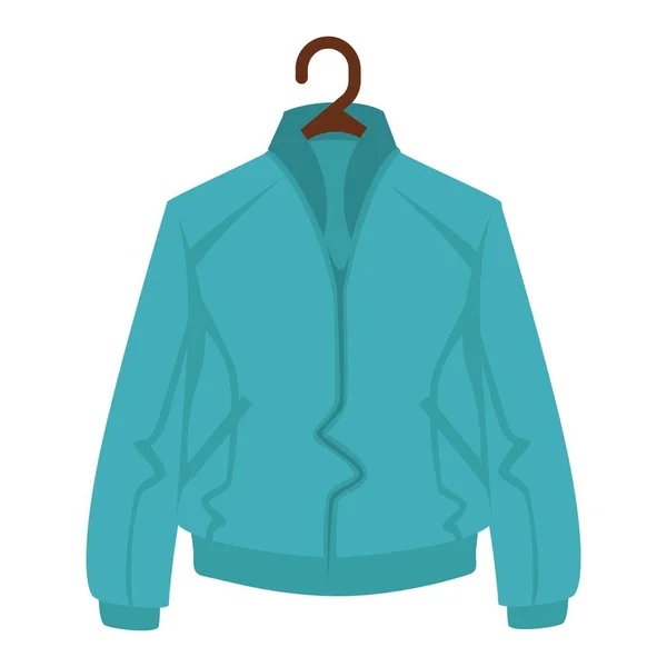Blaue Jacke für Mann oder Frau auf schwarzem Kleiderbügel auf weißem Hintergrund — Stockvektor
