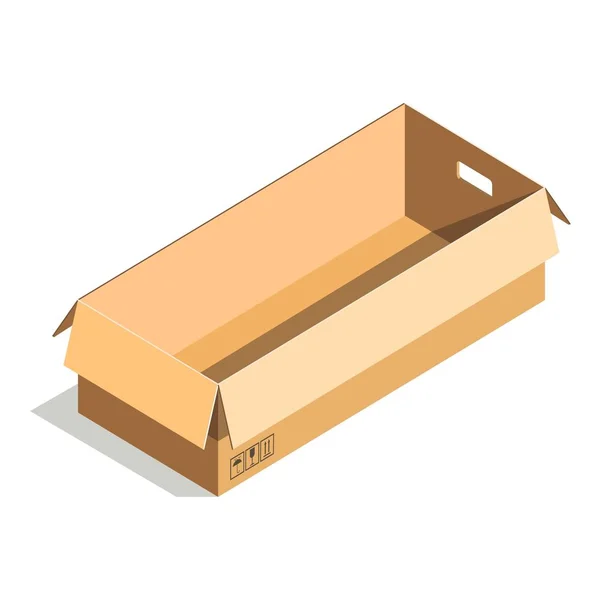 Szállítási csomagolásában, négyzet, téglalap alakú tároló, izolált tároló kartondoboz — Stock Vector