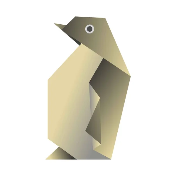 Origami de pingüino aislado en ilustración vectorial plana blanca — Vector de stock