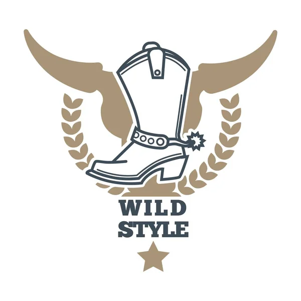 Vahşi kovboy tarzı renkli logo simge beyaz — Stok Vektör