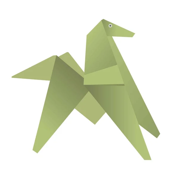 Зеленое оригами собаки или лошади, изолированные на белом — стоковый вектор