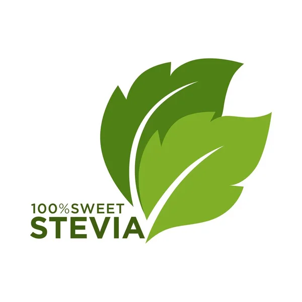 Zielony symbol stevia lub słodki trawa 100 procent logo — Wektor stockowy