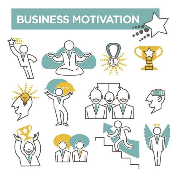 Motivación empresarial vector conceptual conjunto de iconos planos — Archivo Imágenes Vectoriales