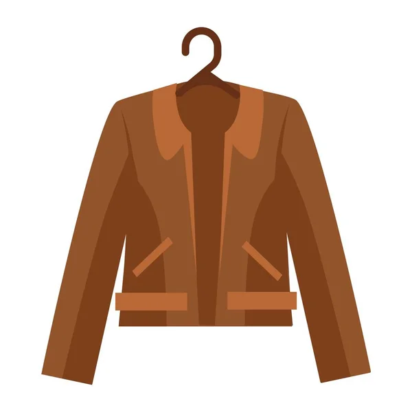 Brown shortened leather jacket with collar and pockets on white Stock Vector