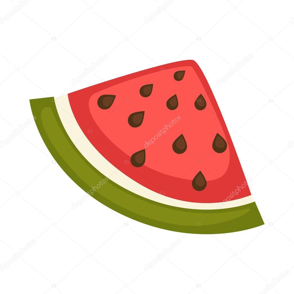 Slice of watermelon with red flesh and black seeds vector