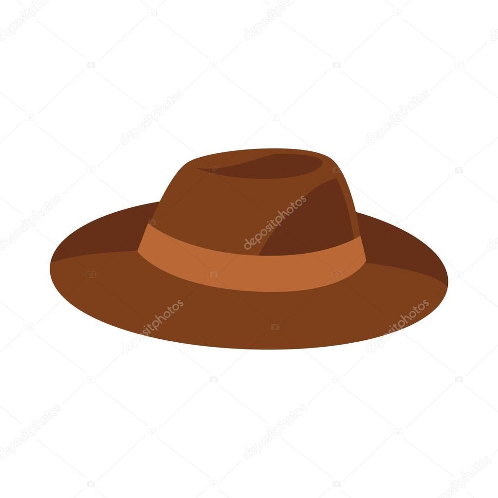 Brown hat vector illustration isolated on white background.