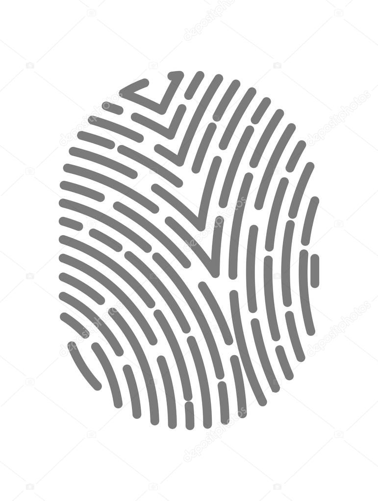 Fingerprint type with dashed line signs isolated on white background