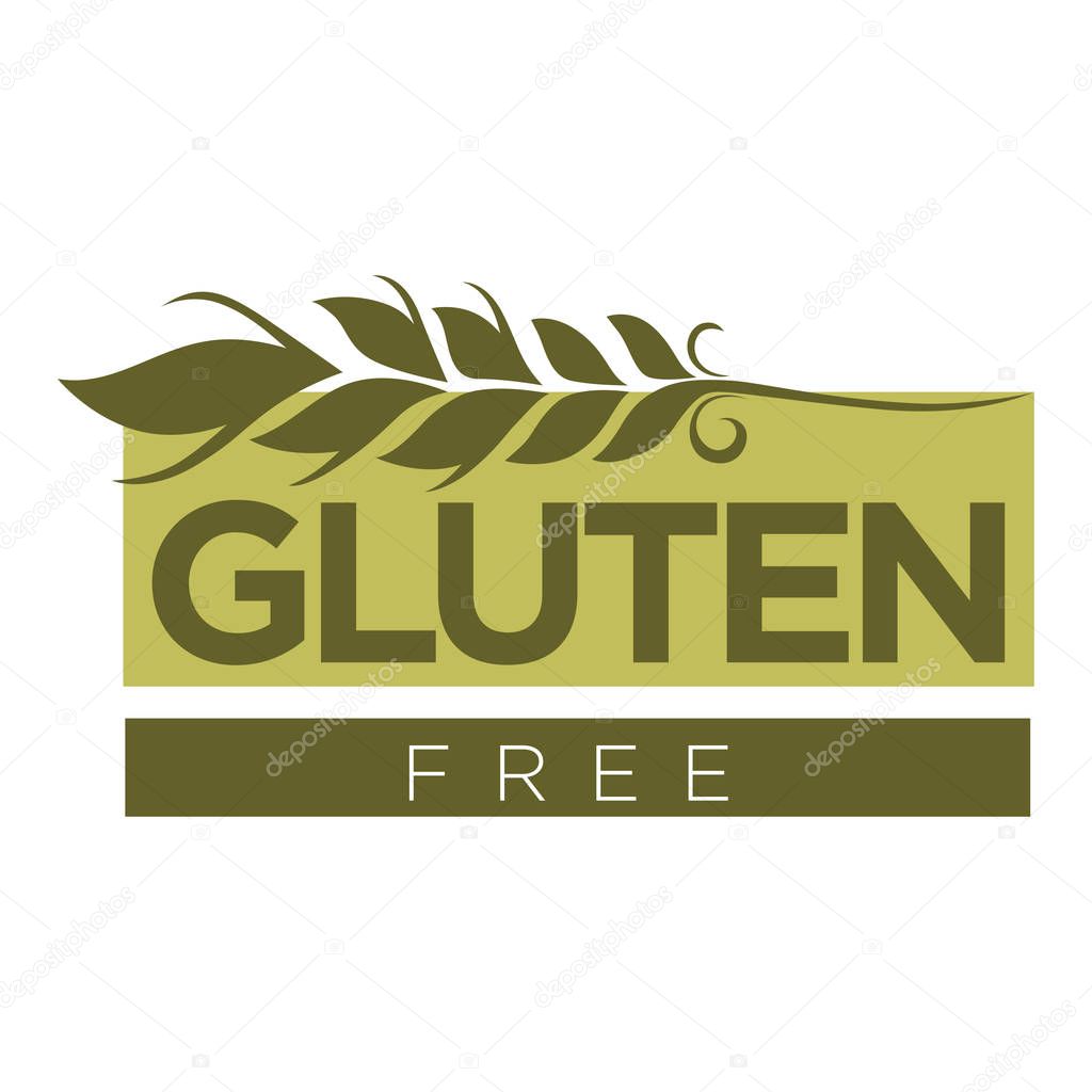 Gluten free substance in cereal grains logo design with wheat