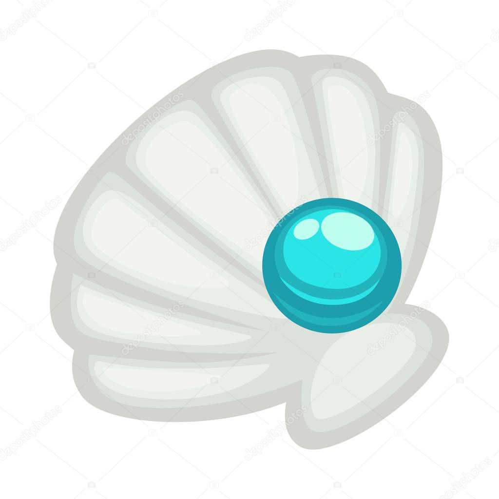 Exquisite shell with blue shine pearl isolated on white