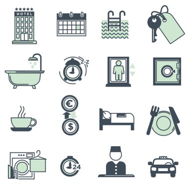 Otel olanakları ve Hizmetleri Icons collection