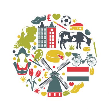 Geleneksel semboller turistler için Hollanda kroki