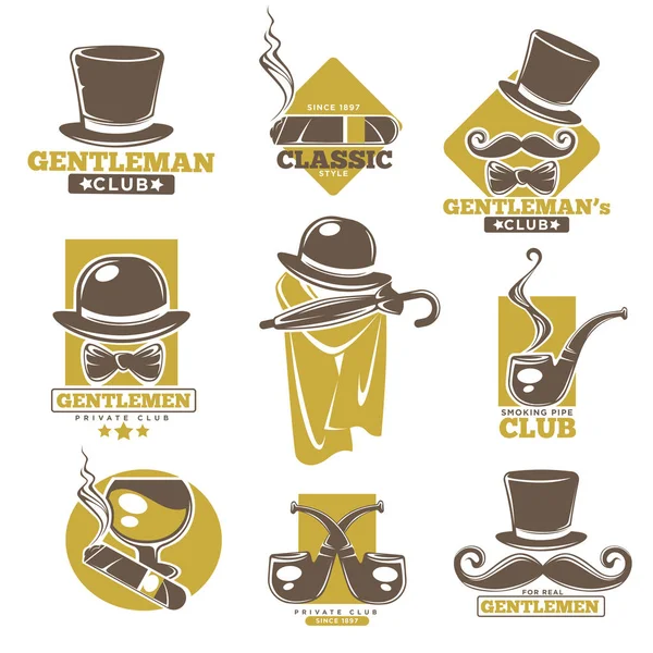 Набір логотипів джентльменів клубу — стоковий вектор