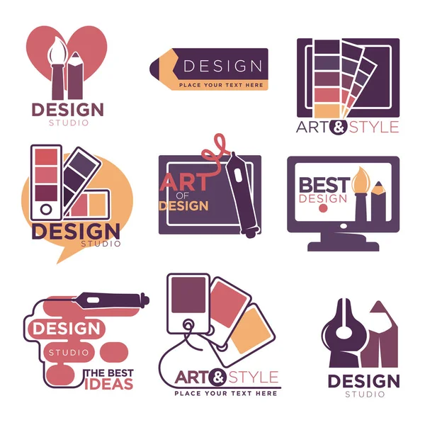 Ontwerp studio logo labels-collectie — Stockvector