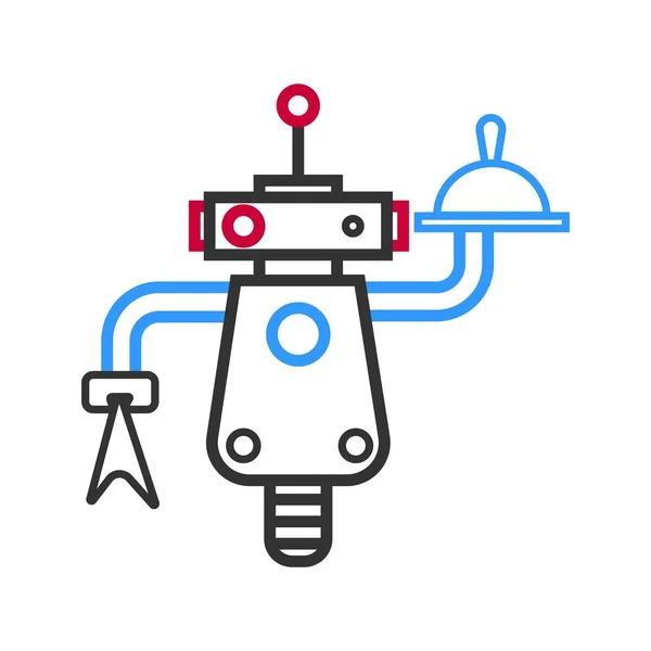Mesero robot perfilado con comida en bandeja — Archivo Imágenes Vectoriales