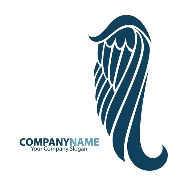 Nom de l'entreprise logo avec aile d'ange bleu — Image vectorielle