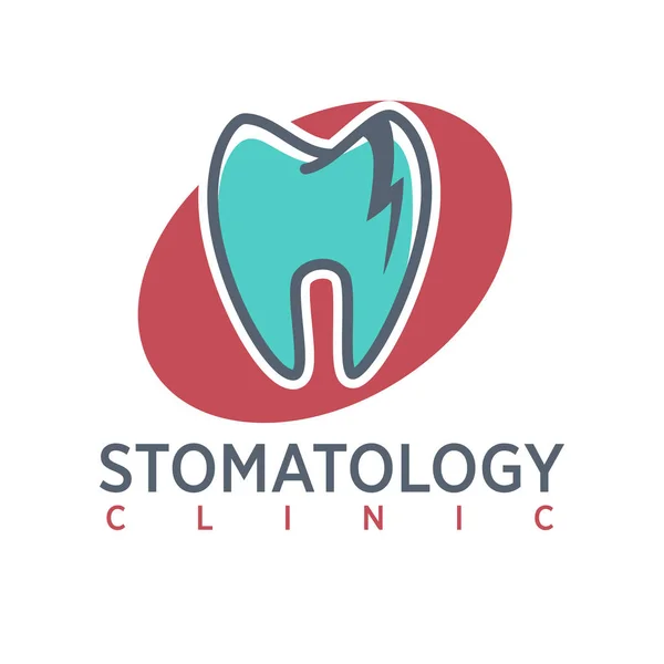 Stomatology clinic logo on oval background. — Stock Vector