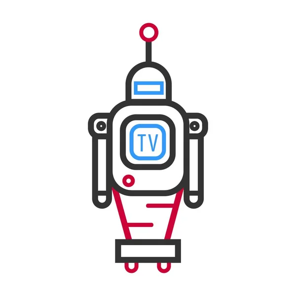 Minimalistic robot with TV screen — Stock Vector