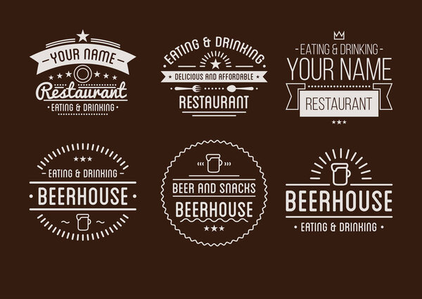 Restaurant logo badges in vintage style