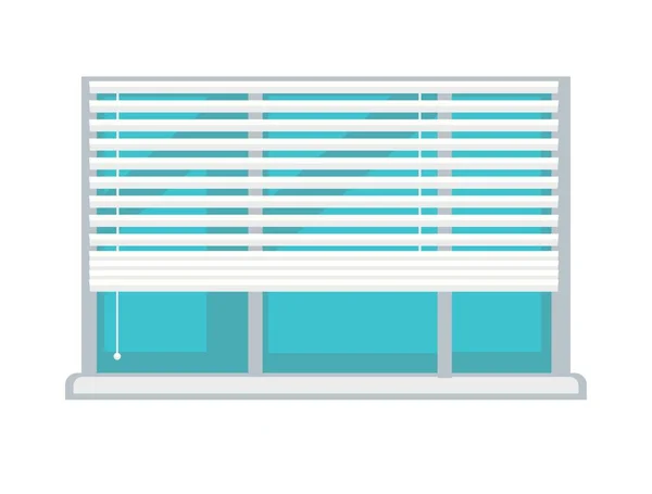 Kunststof venster met witte halfstok blinds — Stockvector