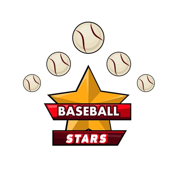 棒球明星标识设计与小球 — 图库矢量图片