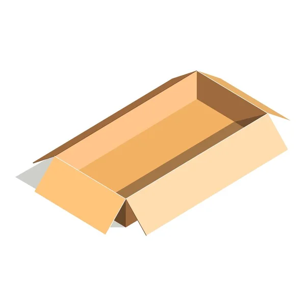 Empty container carton store package, delivery open box flat design. — Stock Vector