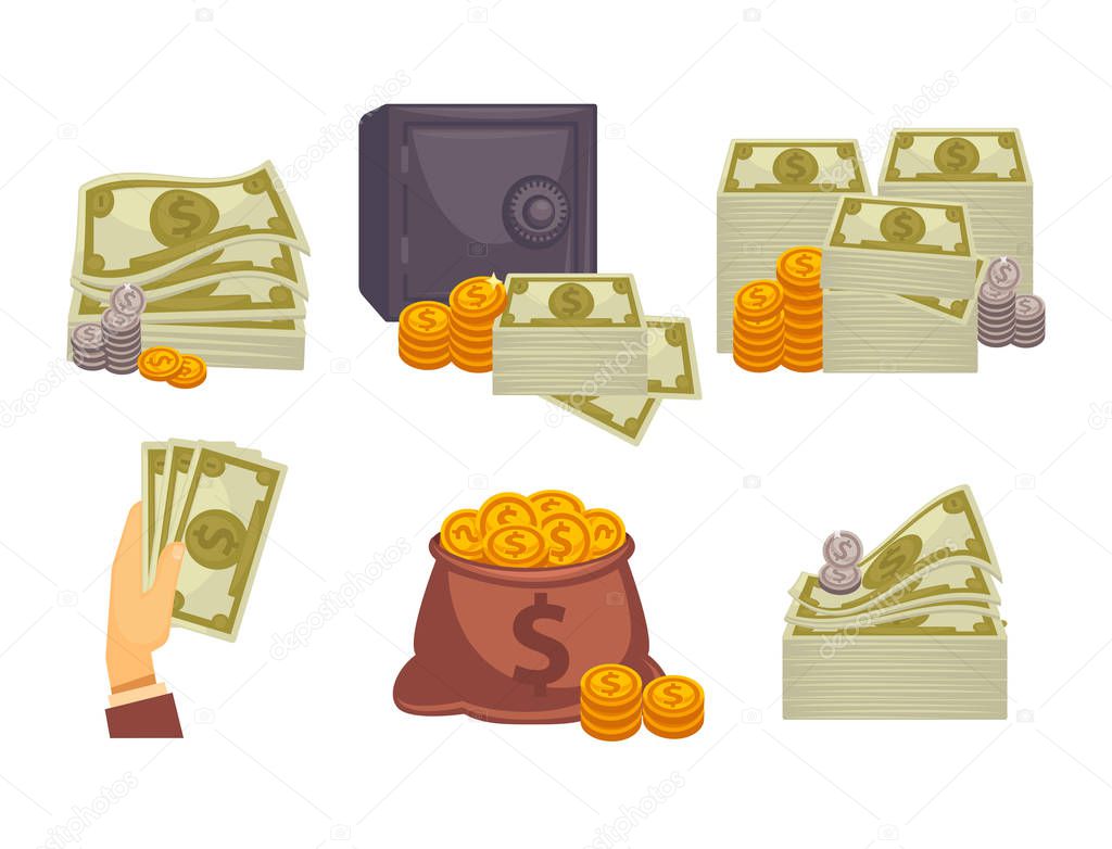 Vettoriale stockFasci di denaro e pile di monete di ©Sonulkaster #152965160, image size:1024x782