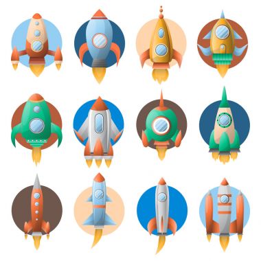 Roketler daireler renkli düz Icons