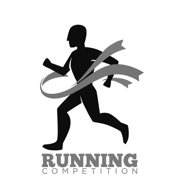 Monochrome running competition logotype — Stock Vector