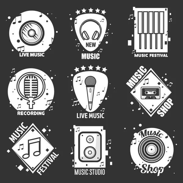 Live muziek festival emblemen set — Stockvector