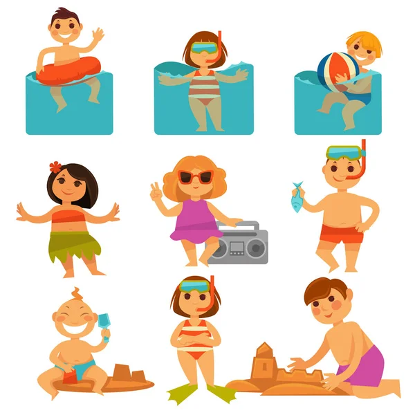 Dzieci relaks w basenie — Wektor stockowy