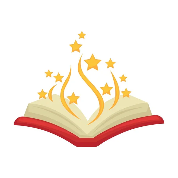 Колдунья открытая красочная волшебная книга — стоковый вектор
