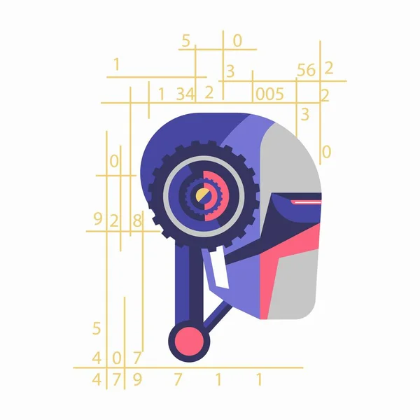 Robot hoofd met cijfers — Stockvector