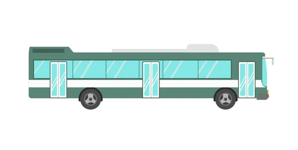 Autobuz de culoare verde izolat pe alb — Vector de stoc