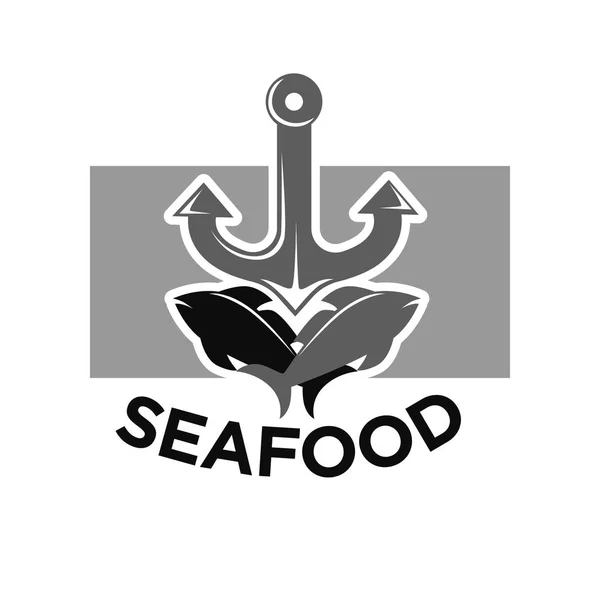 Meeresfrüchte-Menü mit einfarbigem Logo — Stockvektor