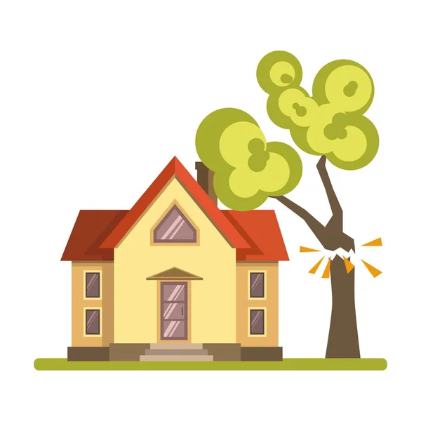Tree falling on house — Stock Vector