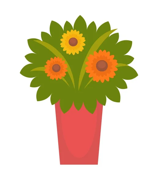 Ramo con flores frescas — Vector de stock