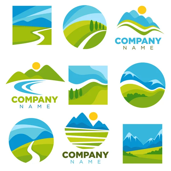 Set di logotipi del paesaggio — Vettoriale Stock