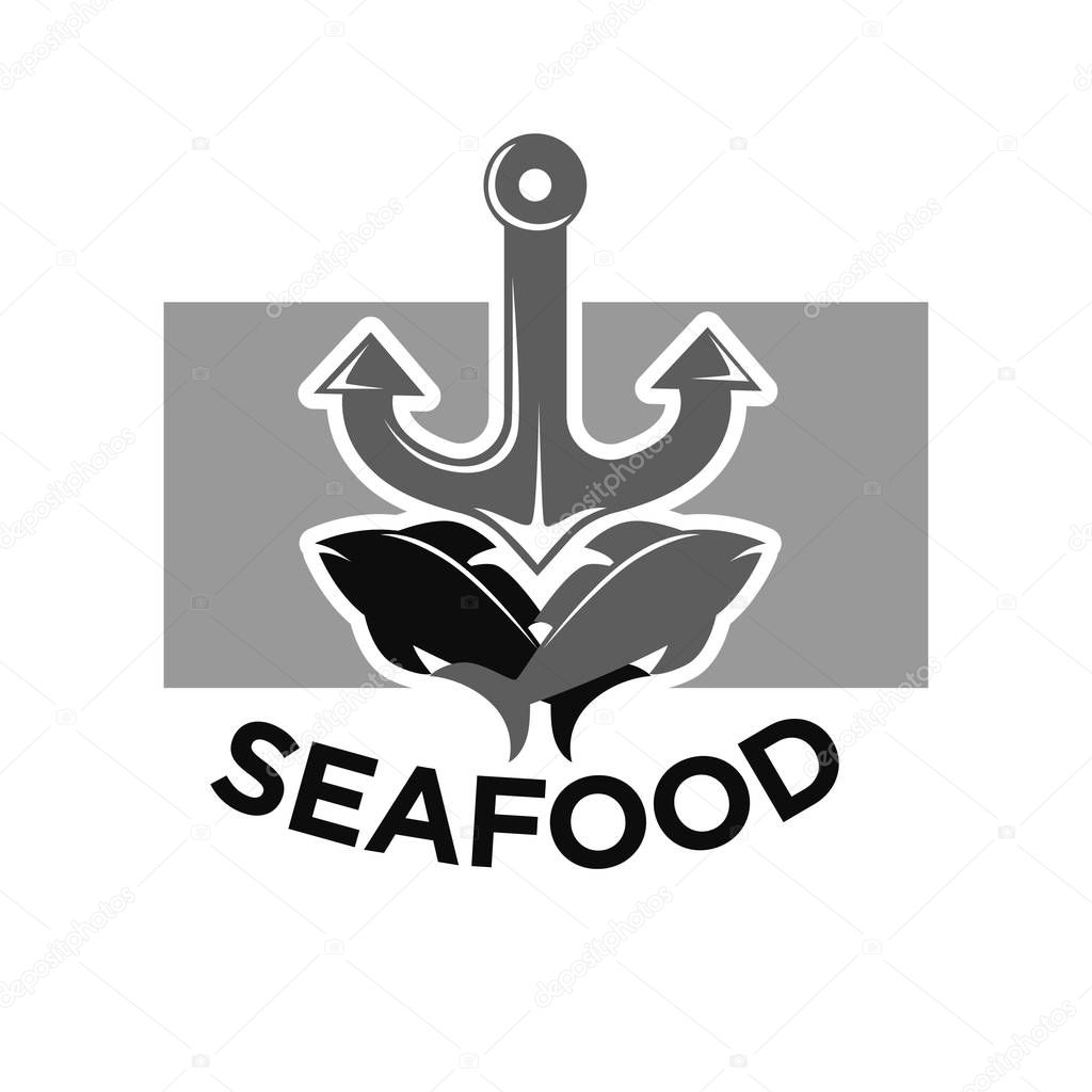 Seafood menu monochrome logotype