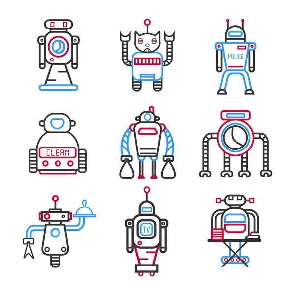 Conjunto de robots para diferentes tareas — Archivo Imágenes Vectoriales