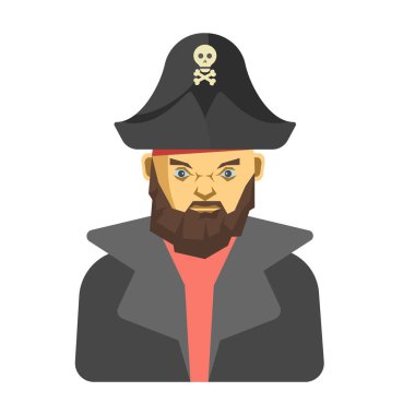 Sakallı korsan koyu giysiler