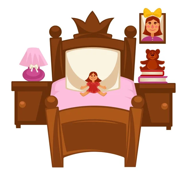 小さな女の子のベッド — ストックベクタ