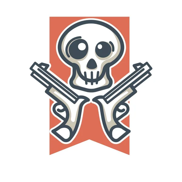 Crâne avec emblème d'armes — Image vectorielle