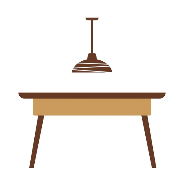 Table en bois avec lampe — Image vectorielle