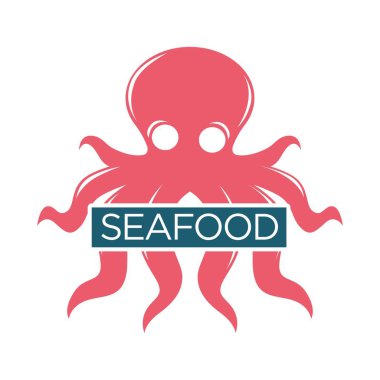 Deniz ürünleri işaretleyici logo şablonu